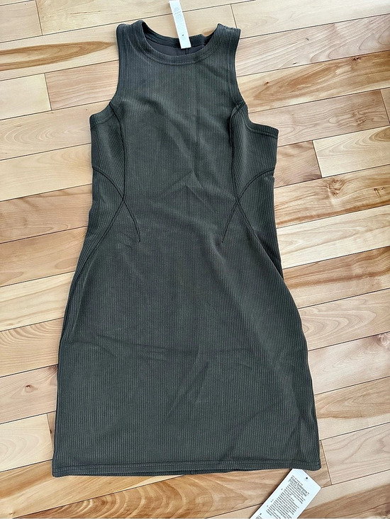 lululemon athletica Dresses & Skirts - Lululemon Ribbed Softstreme Slim-Fit Tank Dress Gray NWT